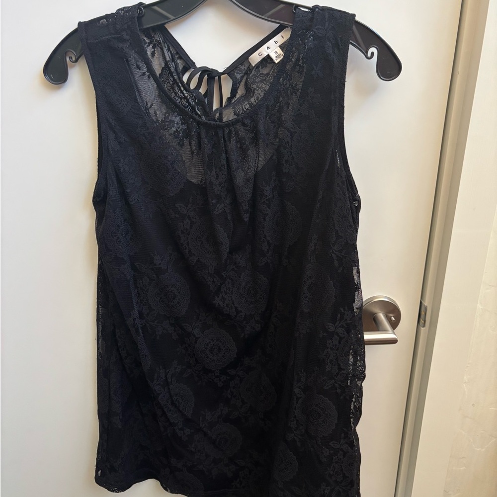 Cabi Black Lace OverlayTop Women’s Sleeveless 942 Date Night